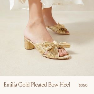 Loeffler Randall - Emilia Gold Pleated Bow Heel NWOT